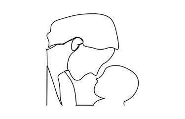 Happy mothers day card woman holding baby one line drawing minimal art illustration	