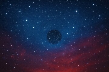 Fototapeta premium Latvia, Kandava, 2025-08-23, Latvijas kauss A solitary celestial body glows amidst a cosmic tapestry of stars, with hues of deep blue and fiery red painting the backdrop