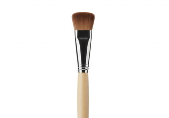 Flat makeup brush with wooden handle isolated on a transparent background