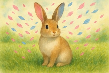 Obraz premium Latvia, Kandava, 2025-08-23, Latvijas kauss A rabbit in a field of colorful leaves