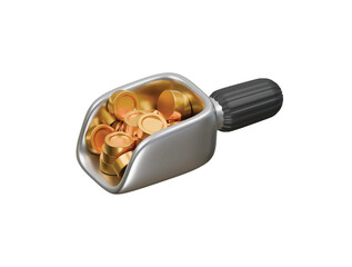 scooped cup coin icon 3d illustration render