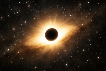 Naklejka premium Latvia, Kandava, 2025-08-23, Latvijas kauss A lone black hole stands as a beacon in the cosmic sea of stars, its dark silhouette contrasting with the radiant glow of distant galaxies