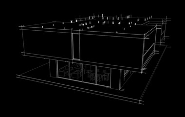 house building sketch architecture 3d illustration