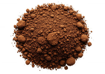 Brown powder pile texture isolated on a transparent background