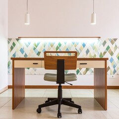 Minimalist Desk Setup for Productive Study in Pastel Room with LED Lights