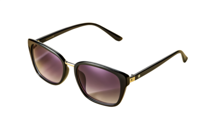Black cat eye sunglasses with gradient purple lenses on black background eyewear accessory