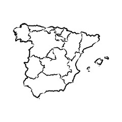 Spain map, vector sketch illustration