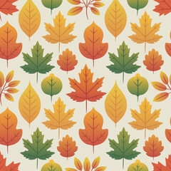 Seamless pattern with acorns and autumn leaves and ruffle branches. Perfect for wallpaper, gift paper, web page background, autumn greeting cards. Vector illustration