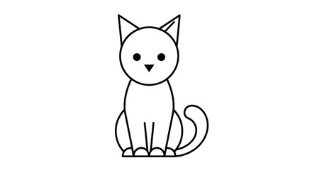 Simple line drawing of a cat in a seated position, facing forward.