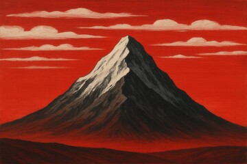 Latvia, Kandava, 2025-08-23, Latvijas kauss A Majestic Mountain Against a Red Sky