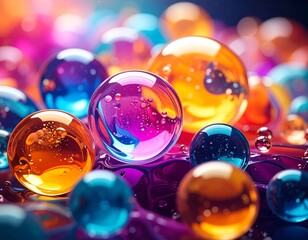 Colorful Glass Spheres - A Mesmerizing Display of Light and Color.