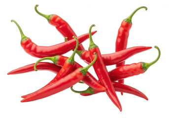 Red chili peppers arrangement isolated on a transparent background