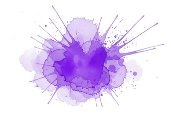 Purple watercolor splash isolated on a transparent background