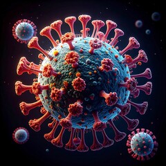 Microscopic view depicting the structure of a spherical virus particle