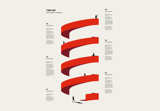 Business Company History Timeline Infographic Template with Circular Stairs