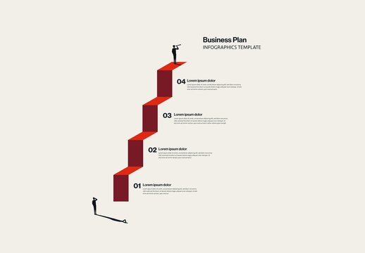Business Growth Plan Infographic Template with Giant Steps Illustration