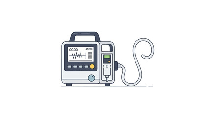 Portable Medical Patient Monitor Device with ECG Waveform Display.