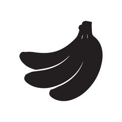 Banana vector silhouette icon, black and white illustration of fruits.