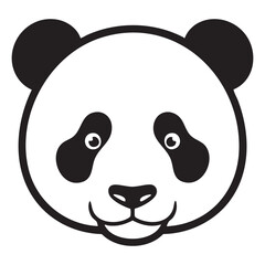  Cute Panda Head Logo or Icon - Minimalist Animal Face Illustration