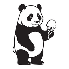Cute Panda Holding an Ice Cream Cone - Sweet Treat and Fun Concept