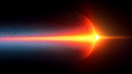Particle stream impacting a spherical surface representing energy transfer and the concept of high intensity experimentation and breakthrough discovery.
