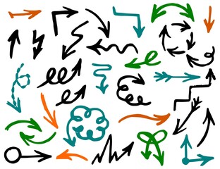 Hand-Drawn Designer Arrows. A collection of hand-drawn arrows.