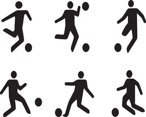 Soccer Players Silhouettes in Action Sporting Black and White Design