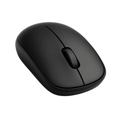 Black Wireless Computer Mouse with Sleek Design and Ergonomic Shape on Transparent Background