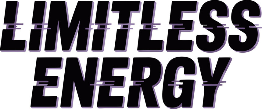 Vector art of limitless energy bold typography with glitch effect