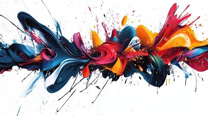 3 color graffiti paint spatter, vector art, white background 