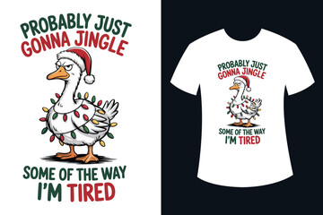 Grumpy Christmas Goose Vector Illustration