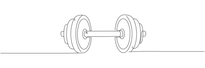 A single continuous line drawing of dumbbells. Editable line. Dumbbells single line drawing.