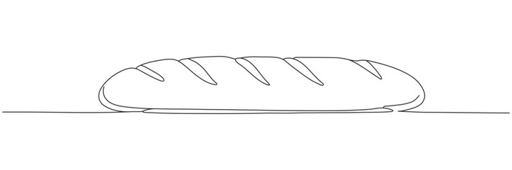 Bread. Continuous single line drawing. Vector illustration. Editable line.