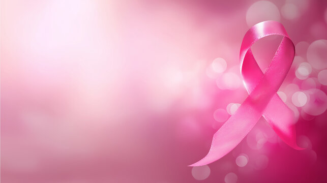 Support Hands Poster – Hands forming a heart around a glowing pink ribbon, Metastatic Breast Cancer Awareness Day, empty bottom space for text, inspirational poster