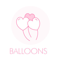 Wedding Balloons Icon - Celebration Party - Festive Decor - Air Floats - Anniversary Fun