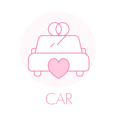 Wedding Car Icon - Just Married - Couple Transport - Anniversary Ride - Ceremony Vehicle