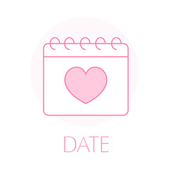 Wedding Date Icon - Calendar Mark - Heart Reminder - Anniversary Event - Schedule Day