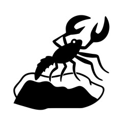 Lobster on a Rock - Crustacean Seafood Icon