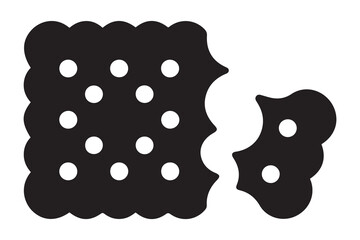 Crackers biscuit icon vector. Bitten Cracker icon symbol in line and flat style. Bakery sign and symbol. Vector Black silhouettes. with white background