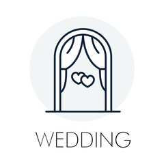 Marriage Ceremony Archway - Romantic Garden - Event Decoration - Outline Vector - Couple Union