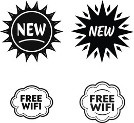 Black starburst and cloud icons with text white free