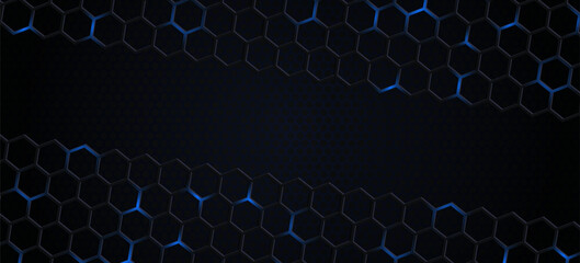 Hexagonal Abstract Technology Background. Hexagons Pattern for Hi-Tech Communication Design. Hi-tech Cyber Hexagon Sci-Fi Game Banner Grid. Vector Illustration