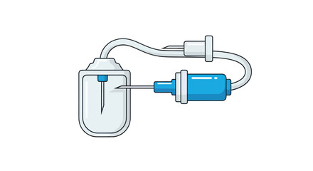Medical Infusion Set with Needle and Fluid Bag.