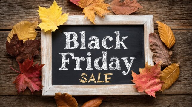 black friday sale with fall leaves,