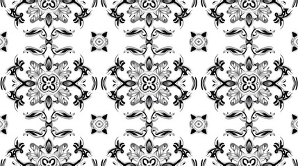 Obraz premium Elegant monochrome floral seamless pattern design for textile and background
