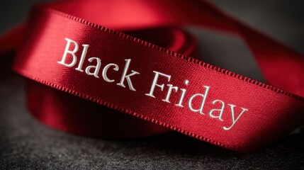 red ribbon with Black Friday text