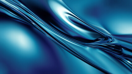 Long reflective ribbon sweeping across a soft gradient as a liquid like metallic curve with high gloss.
