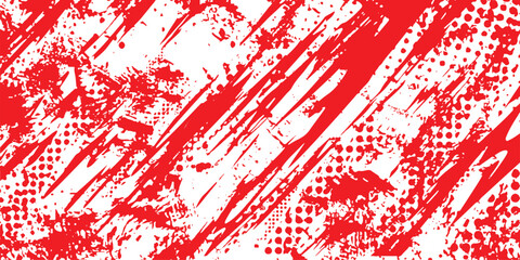 Abstract red and white pattern with diagonal streaks and textured dots vector