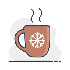Christmas hot coffee in cup vector isolated icon
