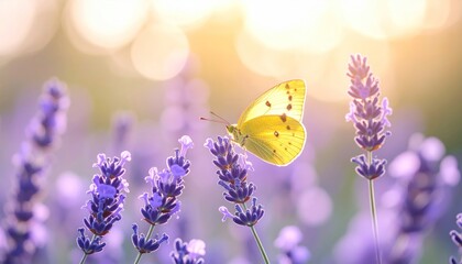 Butterfly on Lavender Flower with Nature, Floral, Summer, and Bokeh.